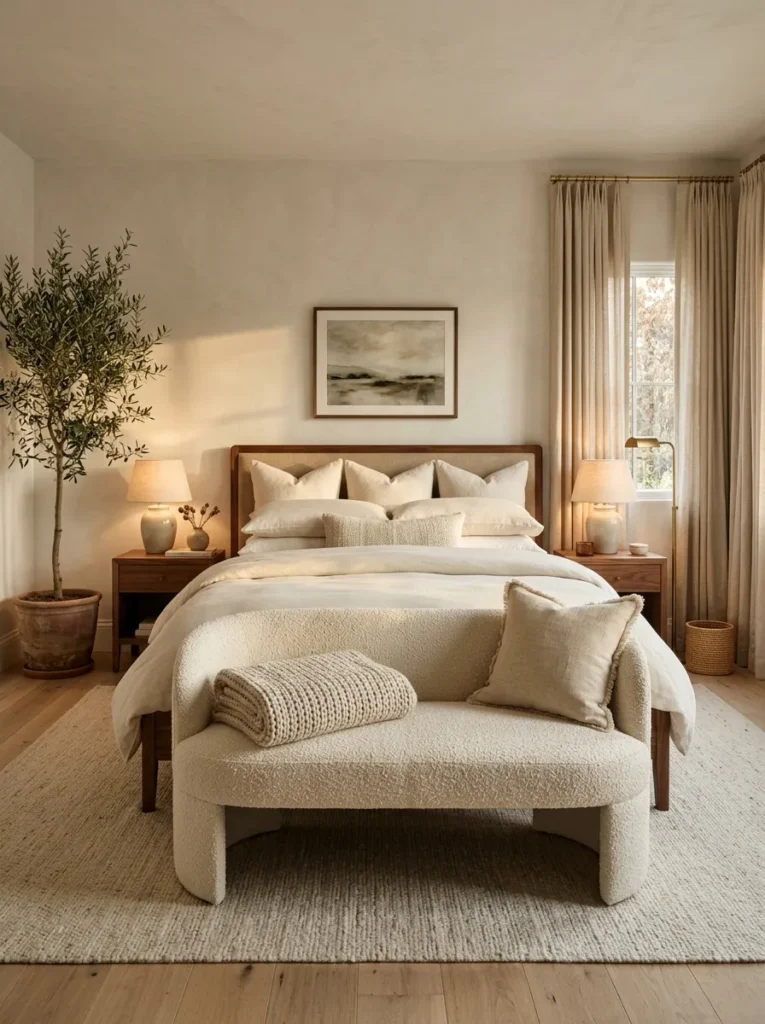 Add a bench at the foot of the bed