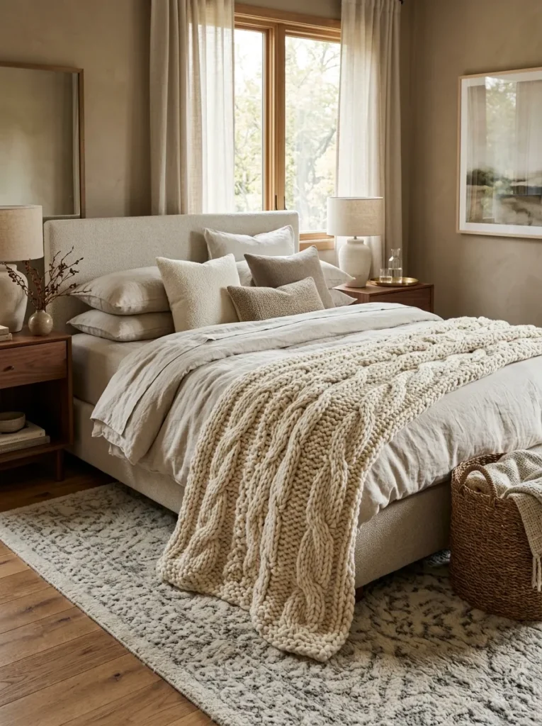 Add a chunky knit throw blanket