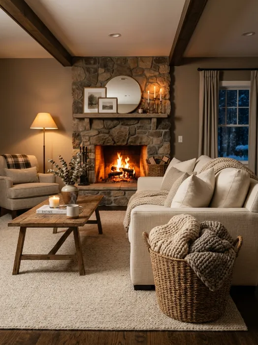 Add a chunky knit or wool blanket basket