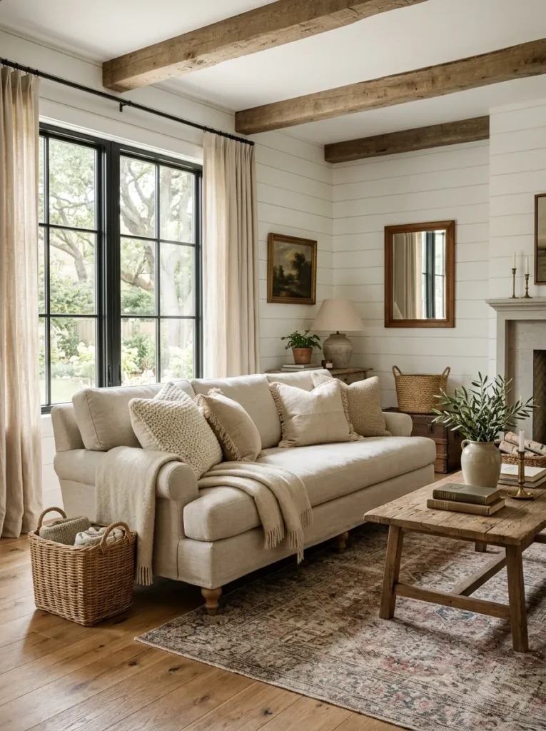 Add a farmhouse style sofa