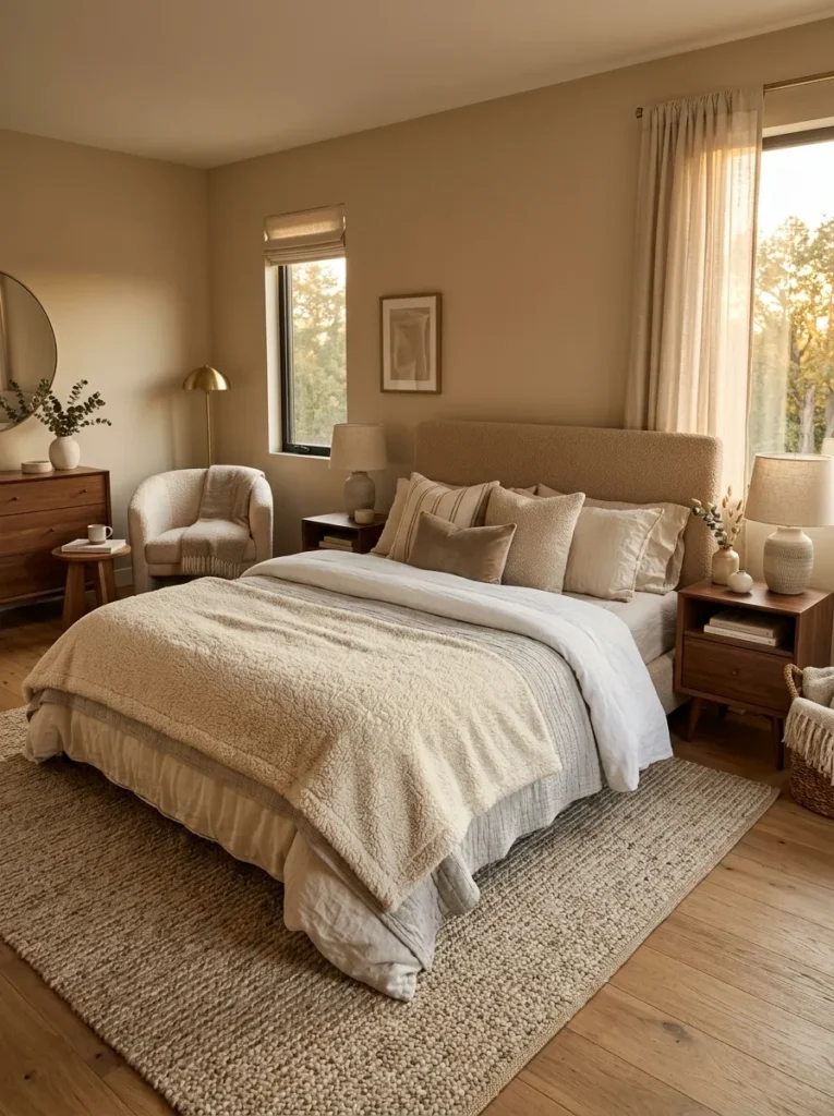 Add a sherpa or faux fur throw at the foot of the bed