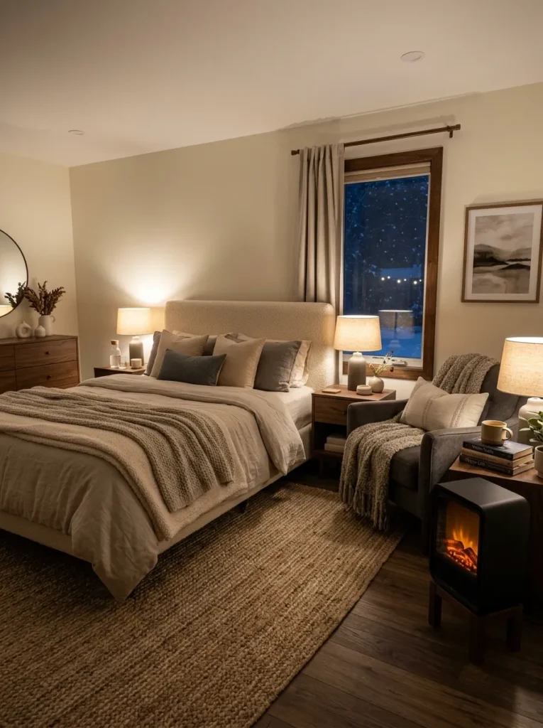 Add a small space heater with a warm glow