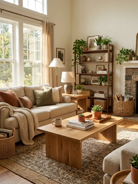 Bring in natural wood furniture