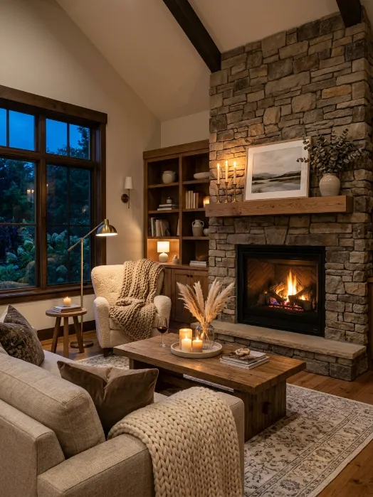 Bring in a fireplace or faux fire element