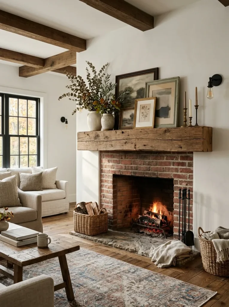 Bring in a wood mantel