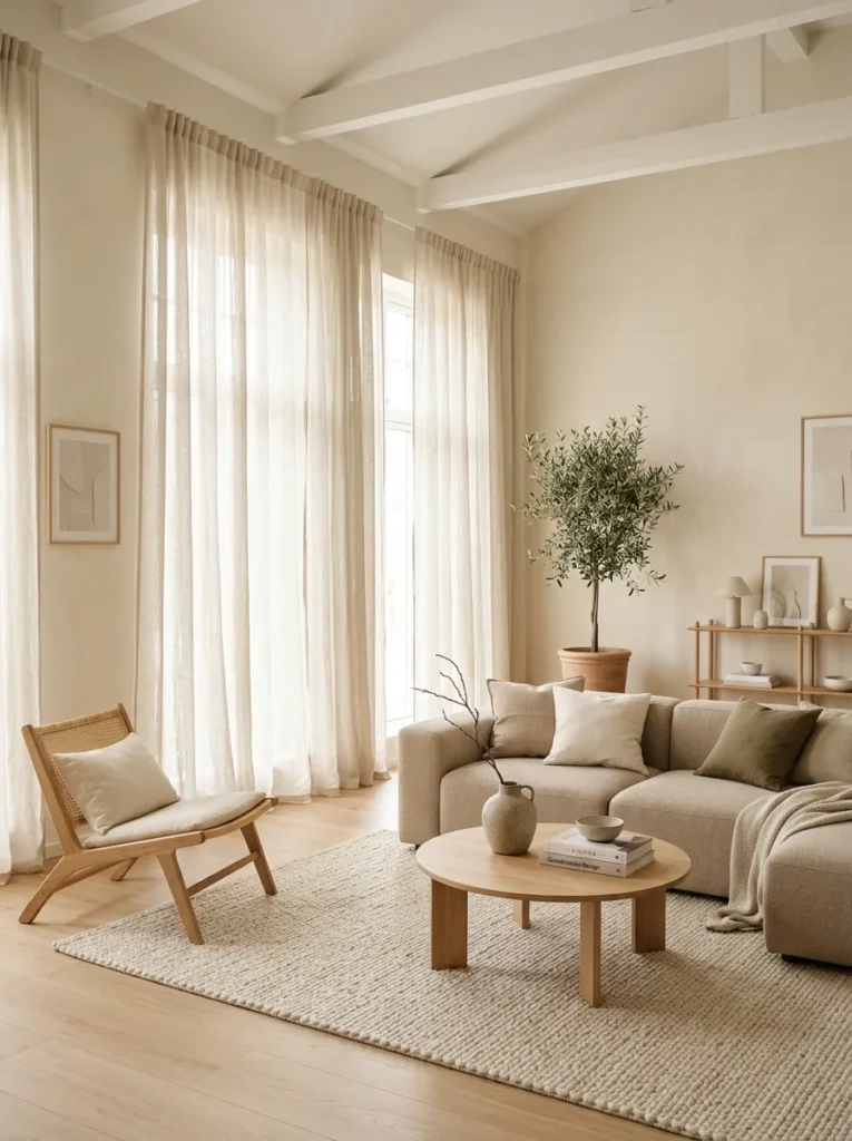 Choose curtains in a single solid tone