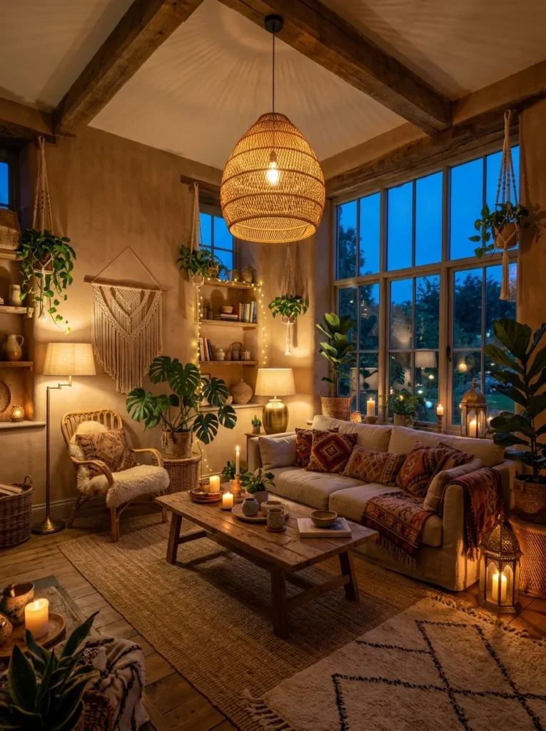Choose warm, layered lighting over bright overhead light