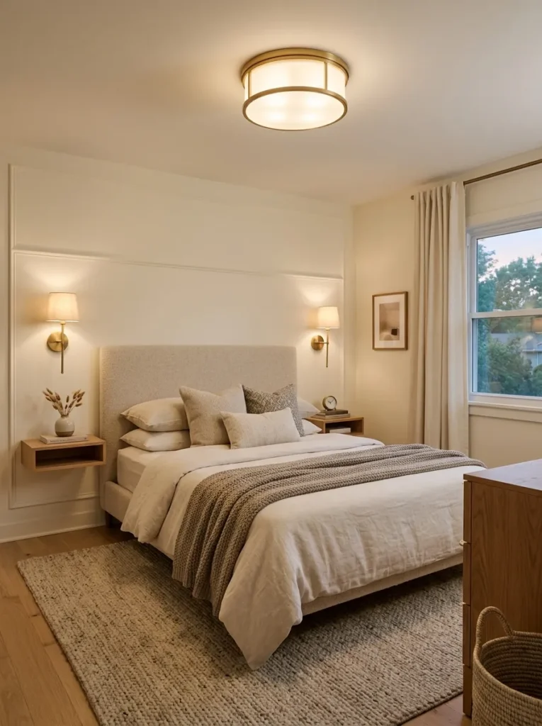 Choose a ceiling mounted light instead of floor or table lamps