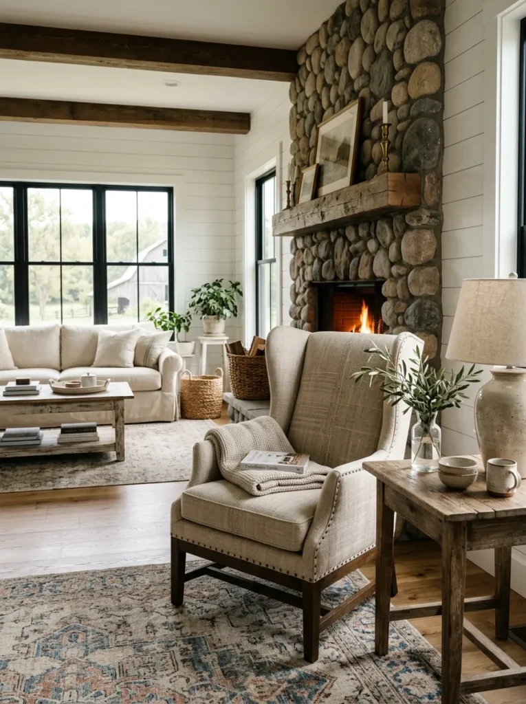 Choose a neutral, textured accent chair
