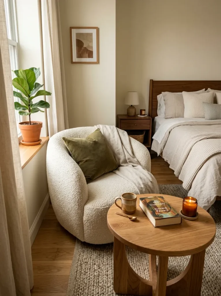 Choose a round or oval accent table if you add one