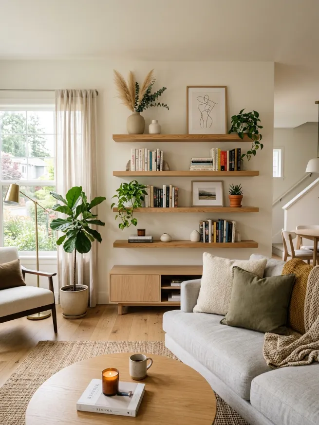 Install floating shelves