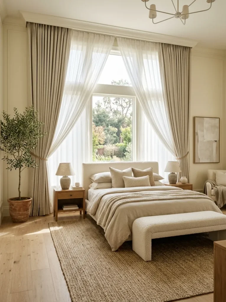 Layer sheer and blackout curtains together