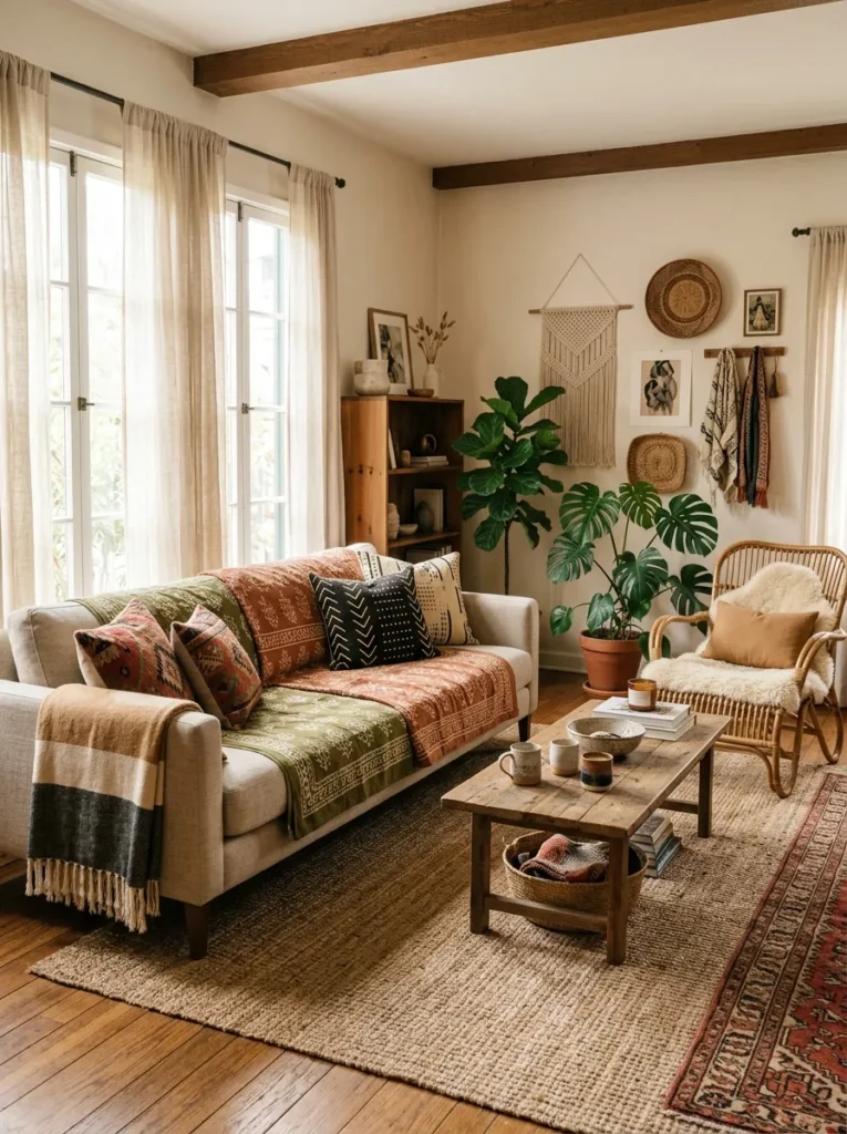Mix global textiles with intention