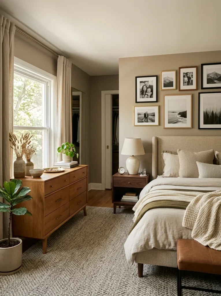 Personalize with framed photos or art