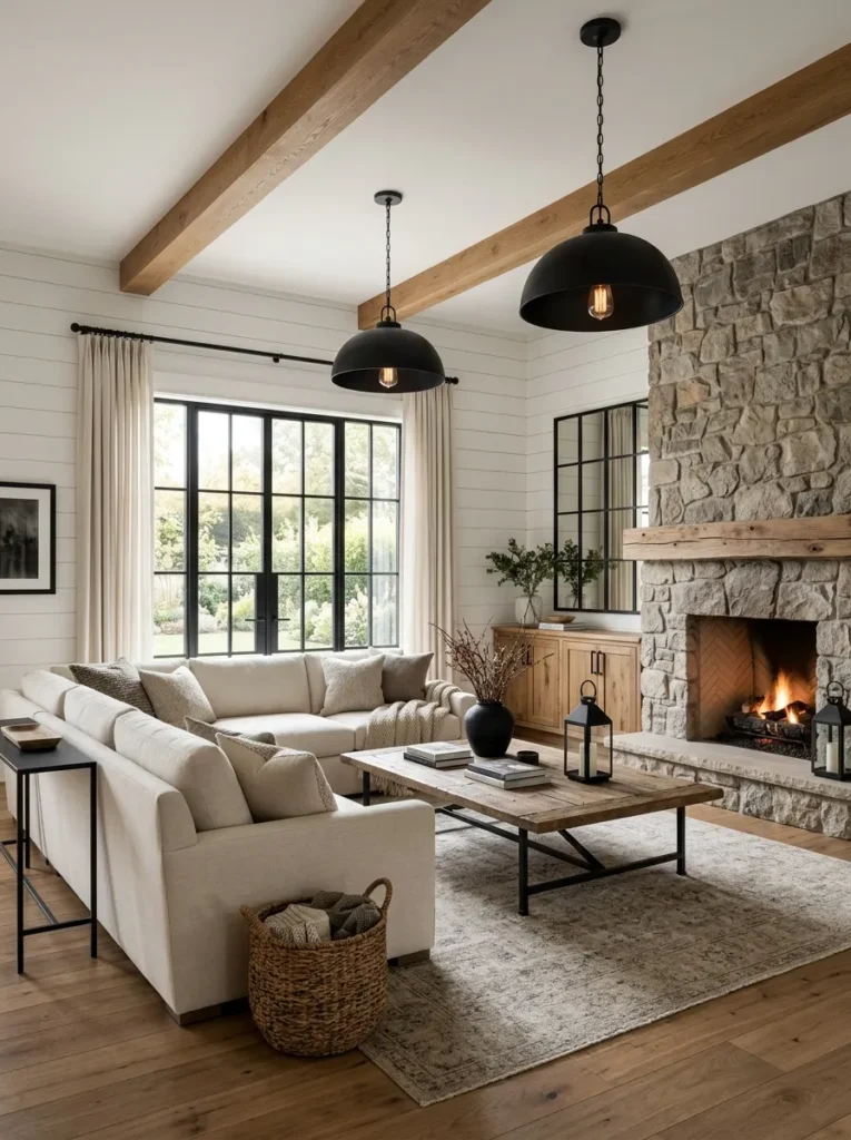 Use black metal accents for contrast