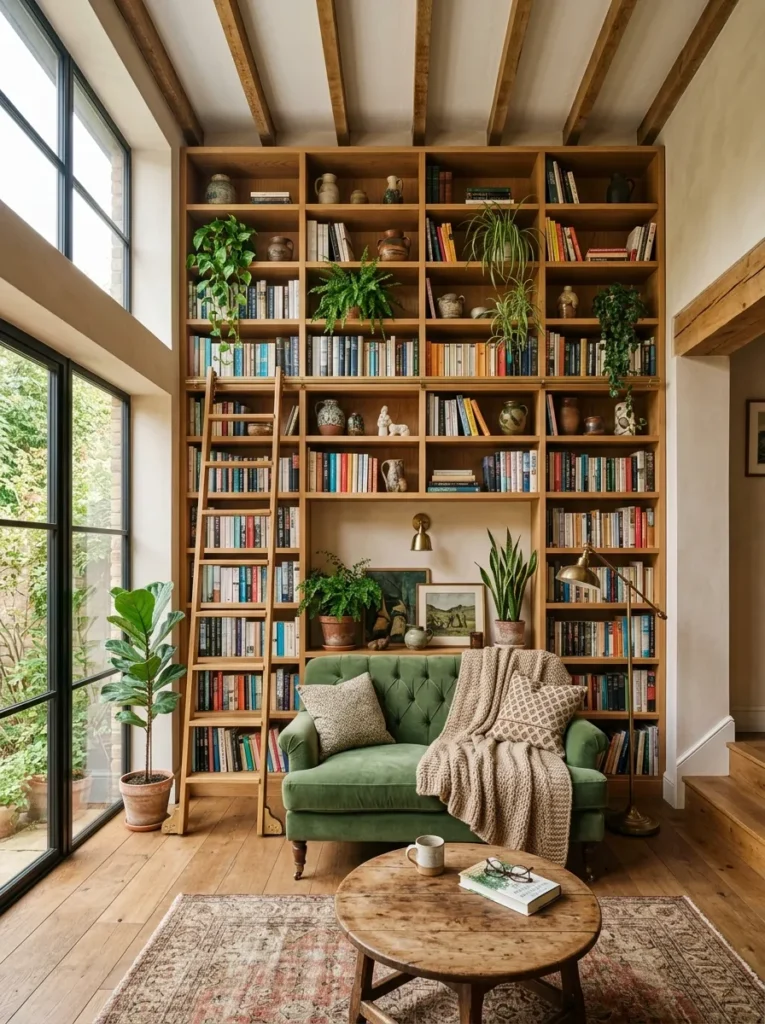 Use vertical space with tall shelving