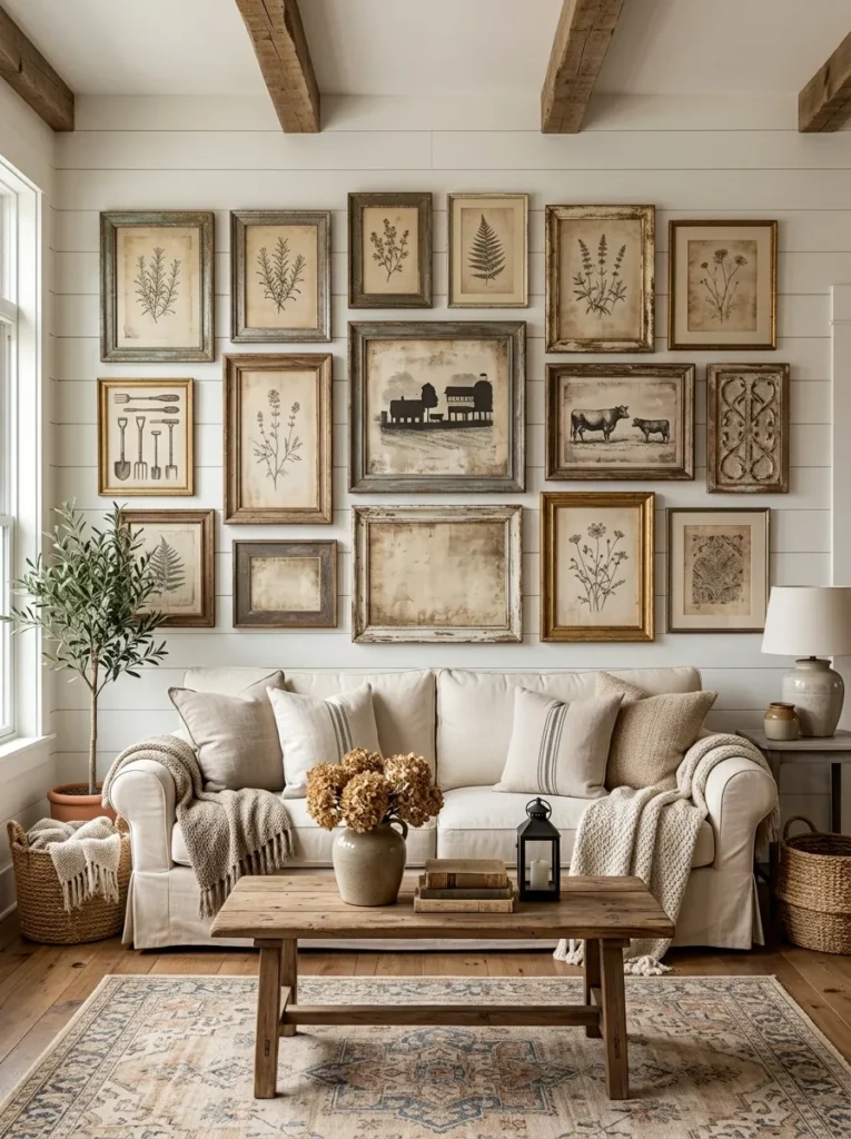 Use vintage signage or typography art