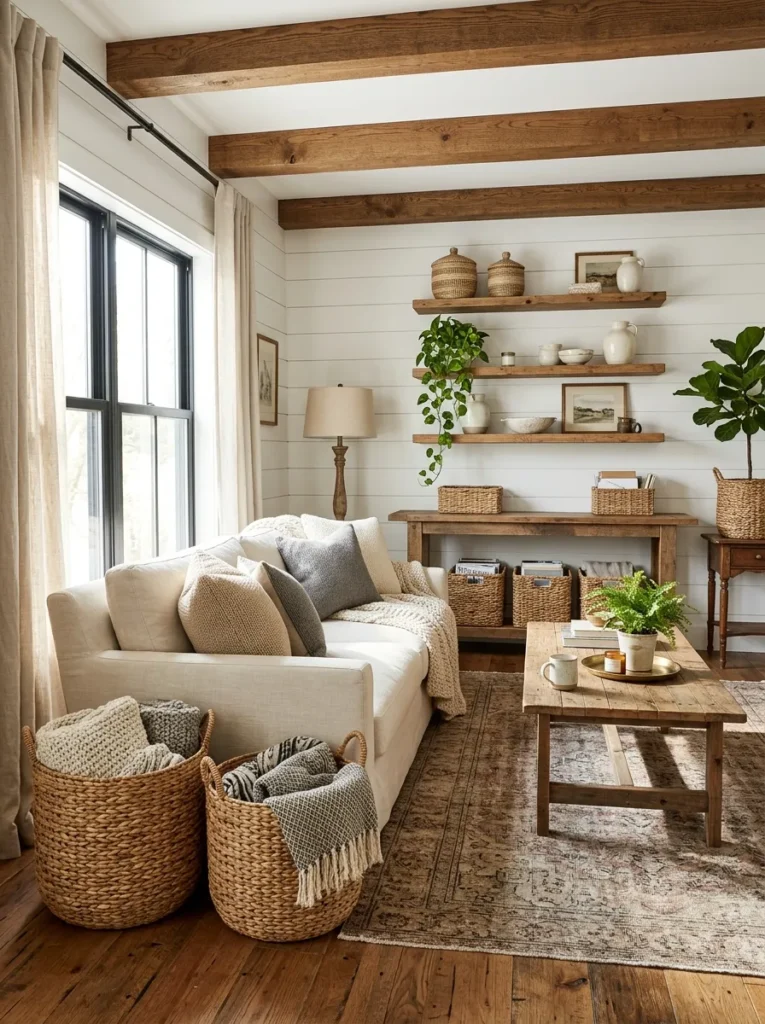 Use woven baskets for storage