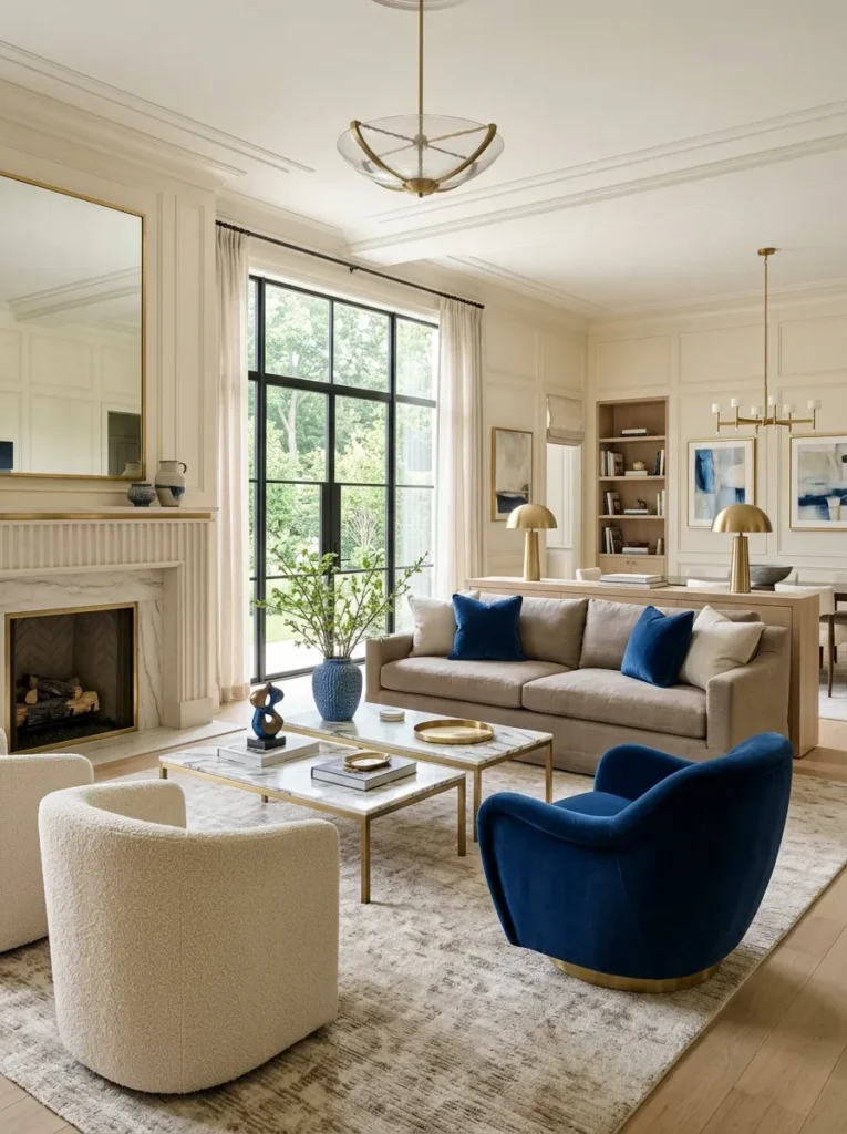 Use a neutral base with one bold accent color