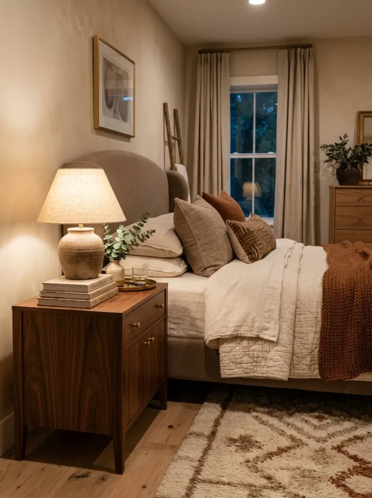 Use a table lamp with a fabric shade